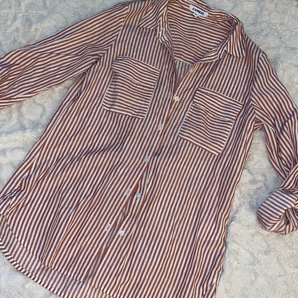 Express Striped Button Down Top - image 4
